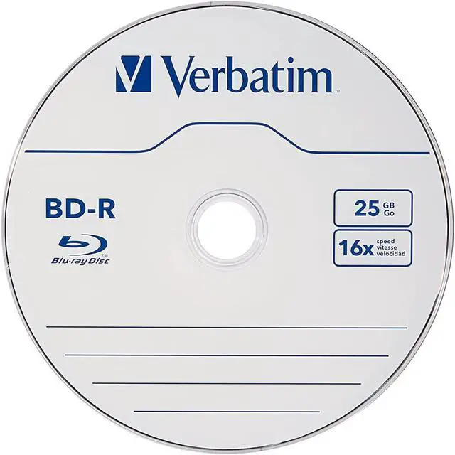 Alt view image 2 of 3 - Verbatim BD-R 25GB 16X Blu-ray Recordable Media Disc - 25 Pack Spindle