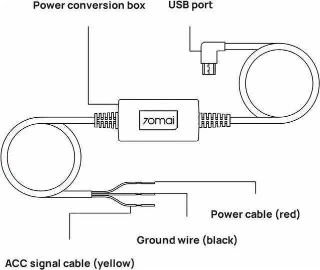 Alt view image 2 of 5 - 70mai Hardwire Kit UP02, 10ft Micro USB Dash Cams, 12V-30V to 5V/2.4A, Low Voltage Protection 11.8V, 24 Hour Parking Surveillance Power Supply for A800S-1 Car Cameras