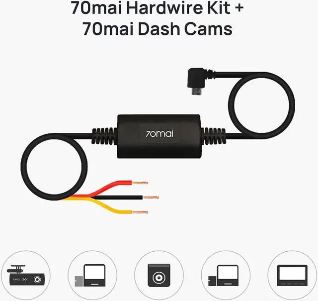 Alt view image 3 of 5 - 70mai Hardwire Kit UP02, 10ft Micro USB Dash Cams, 12V-30V to 5V/2.4A, Low Voltage Protection 11.8V, 24 Hour Parking Surveillance Power Supply for A800S-1 Car Cameras