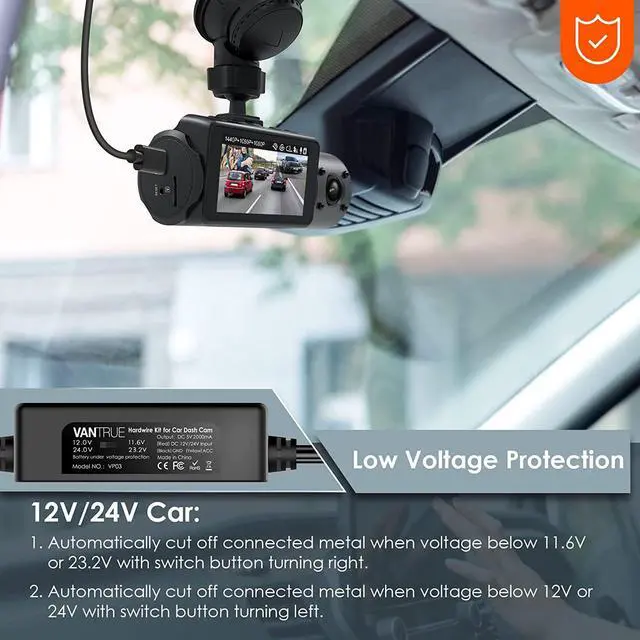 Alt view image 3 of 6 - Vantrue 11.5ft Type C USB 12V 24V to 5V Dash Cam Hardwire Kit with Add a Circuit Fuses, Low Voltage Protection for N4, N4 Pro, N5,N2 Pro(2023),E1,E1 Lite,E2,E3,S1 Pro,S2-2CH, S2-3CH, N2S, N1 Pro(2023)