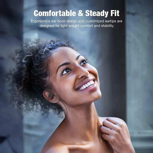 Alt view image 7 of 7 - Bluetooth Wireless Headphones 16H Playtime Earbuds with Mic Stereo in-Ear Earphones IPX7 Waterproof Sports Sound Isolation Headsets for Running Gym Workout