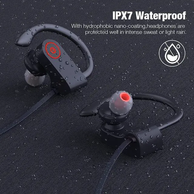 Alt view image 5 of 7 - Bluetooth Wireless Headphones 16H Playtime Earbuds with Mic Stereo in-Ear Earphones IPX7 Waterproof Sports Sound Isolation Headsets for Running Gym Workout