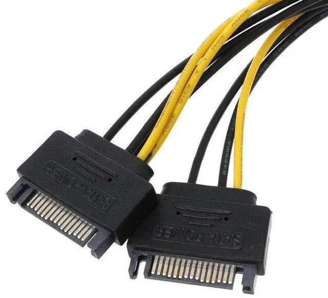 Alt view image 7 of 7 - Dual SATA to PCI-E Power Cable 15Pin SATA to 8 pin / 6 pin Video Card Power Wire