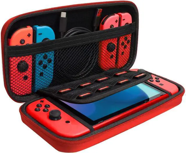 Alt view image 2 of 7 - Orzly Switch Accessories Bundle  Carry Case for Nintendo Switch Console (NOT OLED MODEL) Tempered Glass Screen Protectors, USB Charging Cable, Switch Games Case, Comfort Grip Case & Headphones - RED