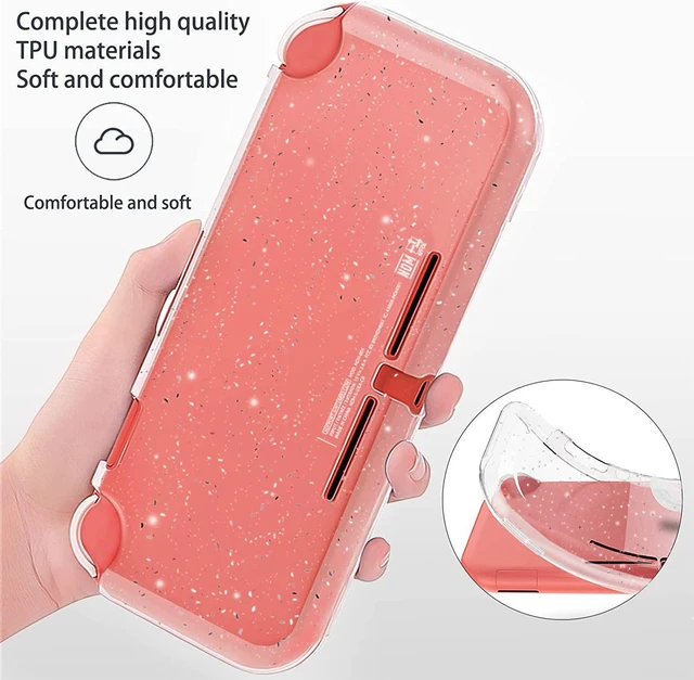 Alt view image 5 of 7 - DLseego Carrying Case for Nintendo Switch lite, Newest Design Portable Travel Carrying Case 4 in 1 Accessories Kit with 1 Pcs Glitter case, 2 Pcs Screen Protectors and 4 PcsThumb Grips Caps - Pink