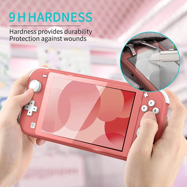 Alt view image 6 of 7 - DLseego Carrying Case for Nintendo Switch lite, Newest Design Portable Travel Carrying Case 4 in 1 Accessories Kit with 1 Pcs Glitter case, 2 Pcs Screen Protectors and 4 PcsThumb Grips Caps - Pink