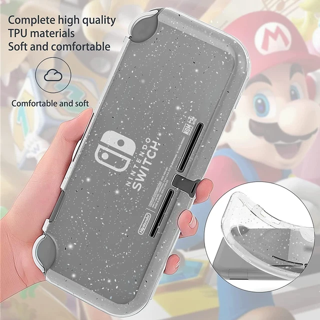 Alt view image 4 of 7 - DLseego Carrying Case for Nintendo Switch lite, Newest Design Portable Travel Carrying Case 4 in 1 Accessories Kit with 1 Pcs Glitter case, 2 Pcs Screen Protectors and 4 PcsThumb Grips Caps - Black