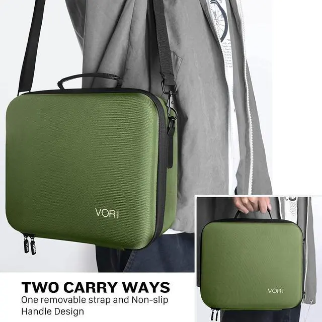 Alt view image 6 of 7 - VORI Carrying Case for Nintendo Switch/Switch OLED Model (2021), Hard Travel Storage Protective Case with Handle and Shoulder Strap for Pro Controller, Poke Ball Plus and Switch Accessories, Green