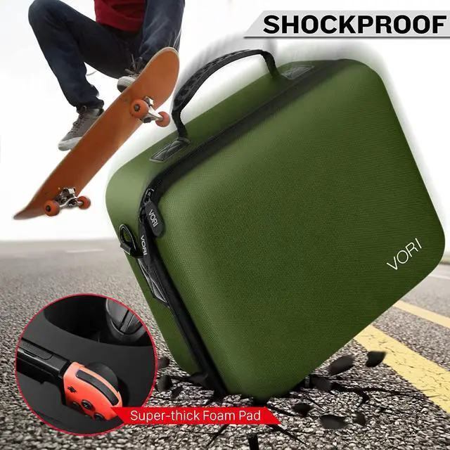 Alt view image 7 of 7 - VORI Carrying Case for Nintendo Switch/Switch OLED Model (2021), Hard Travel Storage Protective Case with Handle and Shoulder Strap for Pro Controller, Poke Ball Plus and Switch Accessories, Green