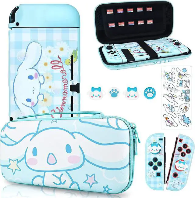 Main image of DLseego Cartoon Dog Switch Case Set Blue Carrying Case with 12 Slots Cute TPU Protective Case Soft Cover with 4PCS Lovely Puppy & Claw Thumb Grips Caps and 1PCS Kawaii Sticker for Switch 2017