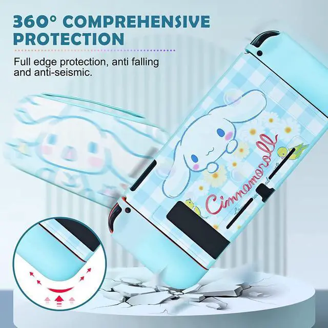 Alt view image 2 of 7 - DLseego Cartoon Dog Switch Case Set Blue Carrying Case with 12 Slots Cute TPU Protective Case Soft Cover with 4PCS Lovely Puppy & Claw Thumb Grips Caps and 1PCS Kawaii Sticker for Switch 2017