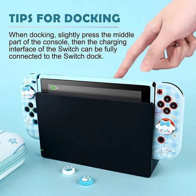 Alt view image 3 of 7 - DLseego Cartoon Dog Switch Case Set Blue Carrying Case with 12 Slots Cute TPU Protective Case Soft Cover with 4PCS Lovely Puppy & Claw Thumb Grips Caps and 1PCS Kawaii Sticker for Switch 2017