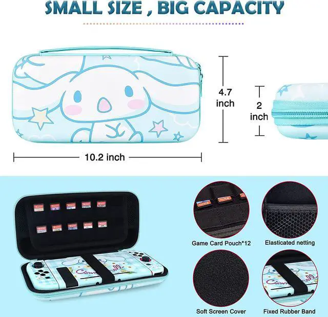 Alt view image 4 of 7 - DLseego Cartoon Dog Switch Case Set Blue Carrying Case with 12 Slots Cute TPU Protective Case Soft Cover with 4PCS Lovely Puppy & Claw Thumb Grips Caps and 1PCS Kawaii Sticker for Switch 2017