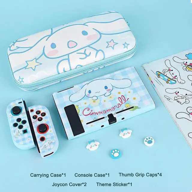 Alt view image 7 of 7 - DLseego Cartoon Dog Switch Case Set Blue Carrying Case with 12 Slots Cute TPU Protective Case Soft Cover with 4PCS Lovely Puppy & Claw Thumb Grips Caps and 1PCS Kawaii Sticker for Switch 2017