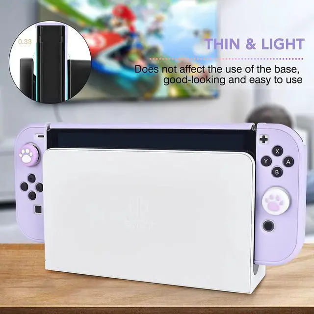 Alt view image 5 of 7 - DLseego Switch OLED Protective Case Dockable Hard Shell Anti-Scratch Cover Joycon Accessory Skin with 6PCS Thumb Grips Caps and 2Pc Screen Protectors -- Purple