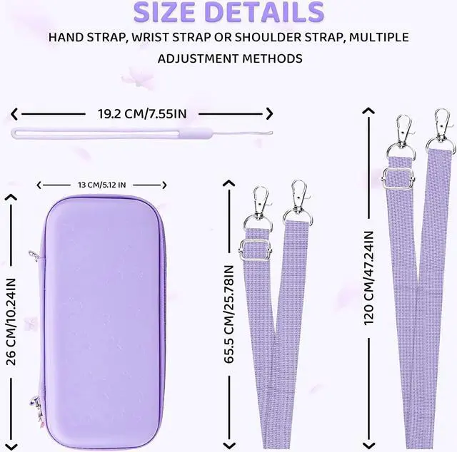 Alt view image 4 of 7 - FANPL Case bundle for Nintendo Switch OLED Accessories, Carrying Case for Switch OLED and Joy Con Controller with Hard Flip Protective Case and Screen protector, 4 Thumb Grips, Shoulder Strap (Purple)