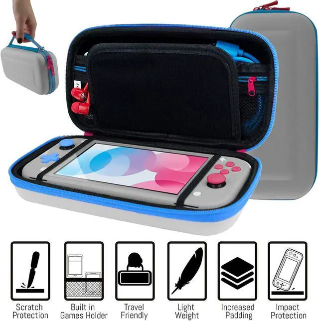 Alt view image 4 of 7 - Orzly Switch Lite Accessories Bundle - Case & Screen Protector for Nintendo Switch Lite Console, USB Cable, Games Holder, Grip Case, Headphones, Thumb-Grip Pack & More (Gift Pack - Z&Z Edition)