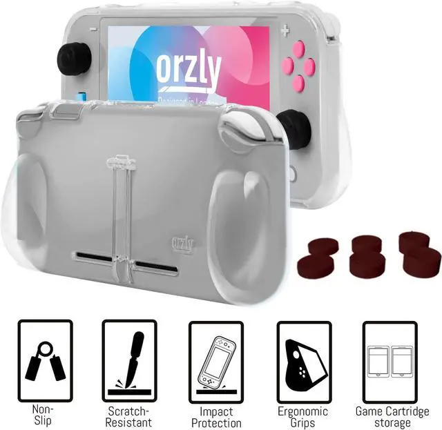 Alt view image 5 of 7 - Orzly Switch Lite Accessories Bundle - Case & Screen Protector for Nintendo Switch Lite Console, USB Cable, Games Holder, Grip Case, Headphones, Thumb-Grip Pack & More (Gift Pack - Z&Z Edition)