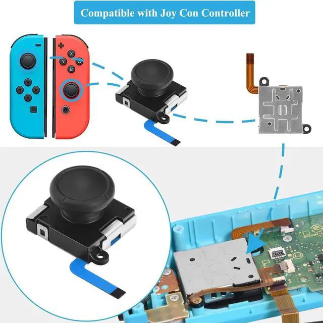 Alt view image 2 of 7 - JoyCon Replacement 4 Pack, Analog Thumb Stick for Switch Joy-Con Controller & Switch Lite, Left/Right Analog Joystick with Thumbstick Grips & Screws