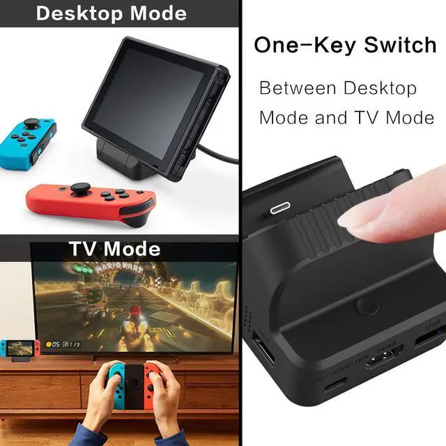 Alt view image 4 of 7 - Switch Dock for Nintendo, TV Switch Docking Station Portable Switch Dock to TV for Nintendo Switch/Nintendo Switch OLED Model with USB 3.0 Port and Cooling Fan (Black)
