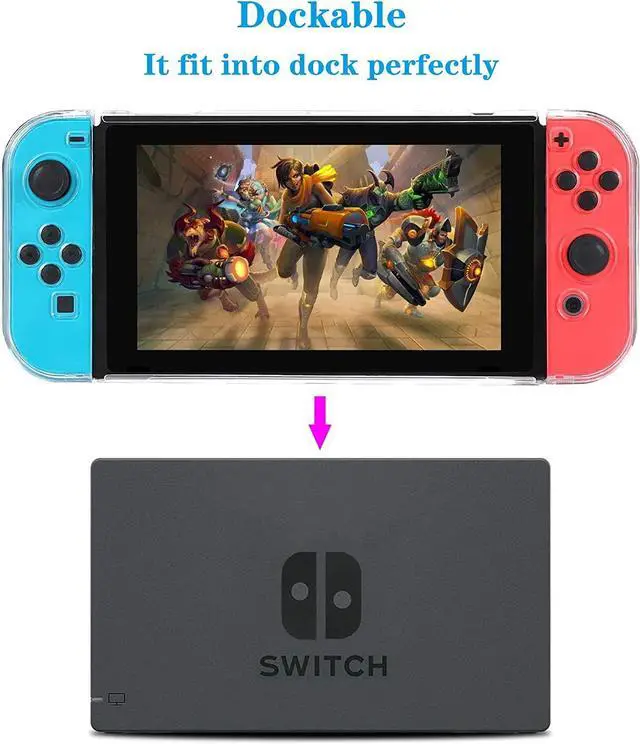 Alt view image 2 of 7 - Dockable Clear Case for Nintendo Switch, FANPL Protective Case Cover for Nintendo Switch and Joy Con Controller- Crystal Clear