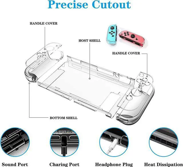 Alt view image 3 of 7 - Dockable Clear Case for Nintendo Switch, FANPL Protective Case Cover for Nintendo Switch and Joy Con Controller- Crystal Clear