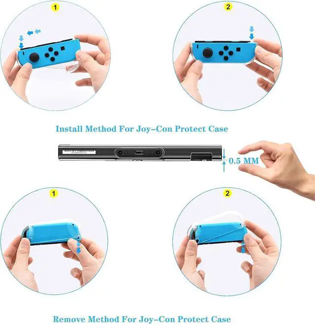 Alt view image 6 of 7 - Dockable Clear Case for Nintendo Switch, FANPL Protective Case Cover for Nintendo Switch and Joy Con Controller- Crystal Clear