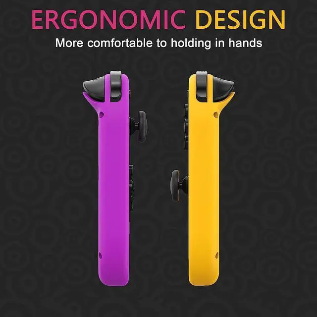 Alt view image 7 of 7 - Wireless Joy Con Compatible for Nintendo Switch/OLED/Lite, Switch Joycon Support Wake-up Function and 6-Axis Gyro with Grip and Straps (Purple and Orange)