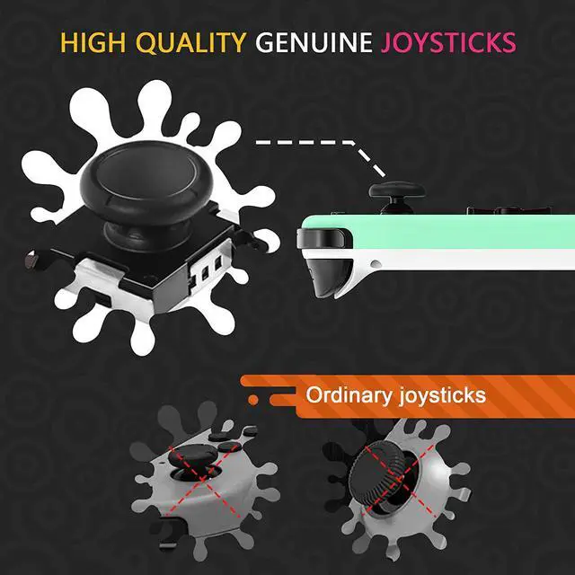 Alt view image 3 of 7 - Wireless Joy Con Compatible for Nintendo Switch/OLED/Lite, Switch Joycon Support Wake-up Function and 6-Axis Gyro with Grip and Straps (Blue and Green)