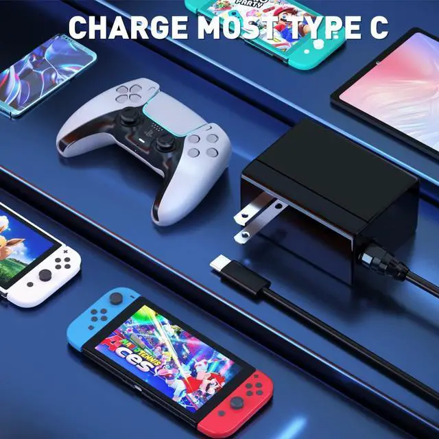 Alt view image 2 of 6 - Charger for Nintendo Switch and Switch Lite and Switch OLED with 5FT Charger Cable for Switch, Support Switch TV Dock Mode AC Power Supply Adapter, Output 15V2.6A Fast Charge Switch