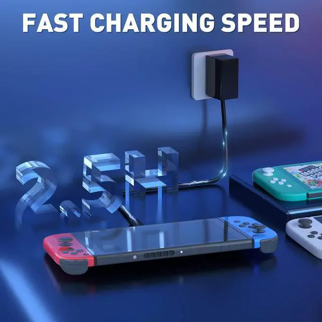 Alt view image 5 of 6 - Charger for Nintendo Switch and Switch Lite and Switch OLED with 5FT Charger Cable for Switch, Support Switch TV Dock Mode AC Power Supply Adapter, Output 15V2.6A Fast Charge Switch