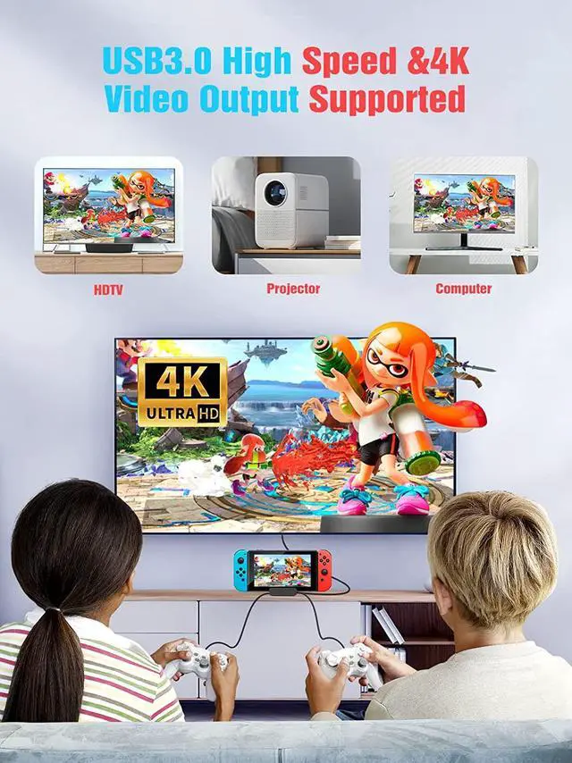 Alt view image 4 of 7 - NEWDERY Switch TV Dock for Nintendo, Switch Docking Station for TV, USB C to 4K HDMI Multiport Hub Adapter, Portable PD Charger Dock for Nintendo Switch & OLED, Perfect for Nintendo Switch Accessories