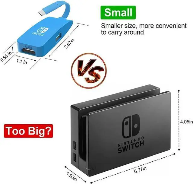 Alt view image 2 of 7 - GOPALA Switch Dock, 4K@60Hz for Nintendo Switch Dock, Portable Switch Dock for Nintendo Switch Docking Station to TV, 1080P Switch Docking Station for Nintendo Switch MacBook Pro Air Samsung DEX-Blue