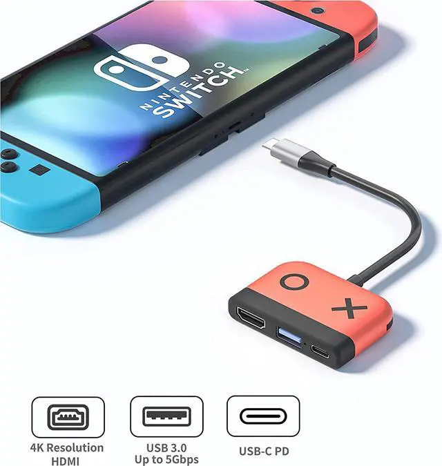 Alt view image 2 of 7 - Switch Dock for Nintendo Switch,Portable Dock with HDMI TV USB 3.0 Port and USB C Charging,Compatible with Nintendo Switch Steam Deck MacBook Pro/Air Samsung and More