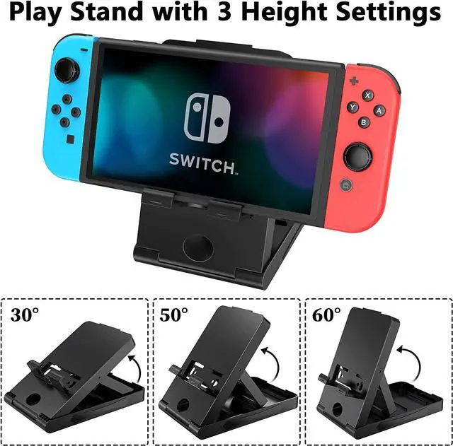 Alt view image 7 of 7 - Switch Carrying Case Compatible with Nintendo Switch, 12 In 1 Accessories Bundle for Nintendo Switch with Carrying Case, Protective Case, Screen Protector, PlayStand, Joycon Grip & More (Black)