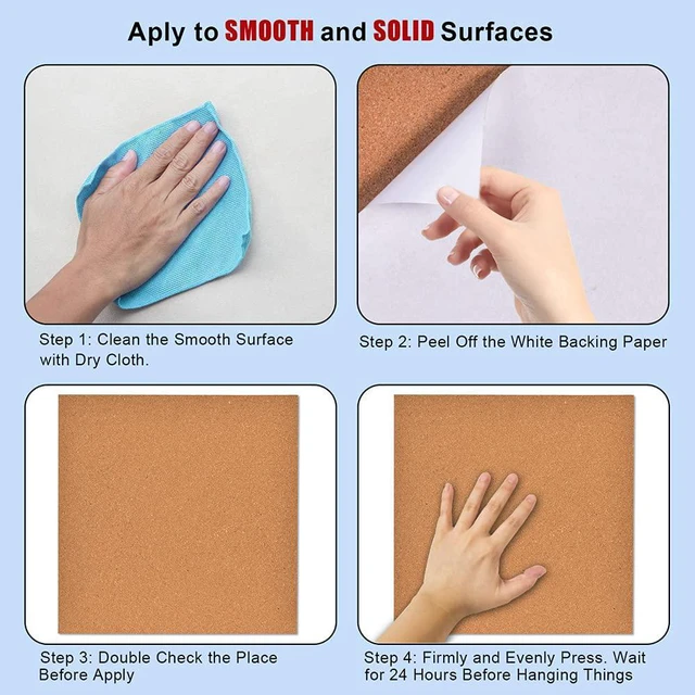Alt view image 5 of 7 - YCCYYCCY 12"x12" (30.5 X 30.5cm) Self-Adhesive Cork Borad, 1/2" (12mm)Thick Cork Boards for Walls, 6 Pack Bulletin Board with 50 Push Pins, Cork Board Tiles for Office, Home, School(12mm,6P,CA)