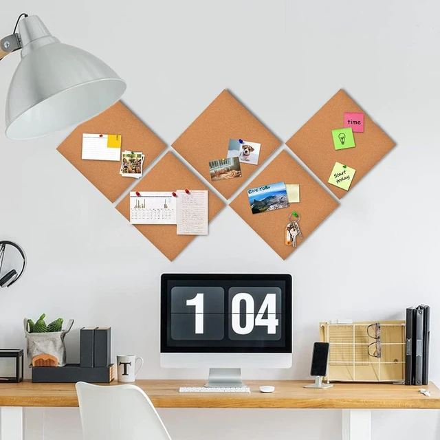 Alt view image 6 of 7 - YCCYYCCY 12"x12" (30.5 X 30.5cm) Self-Adhesive Cork Borad, 1/2" (12mm)Thick Cork Boards for Walls, 6 Pack Bulletin Board with 50 Push Pins, Cork Board Tiles for Office, Home, School(12mm,6P,CA)