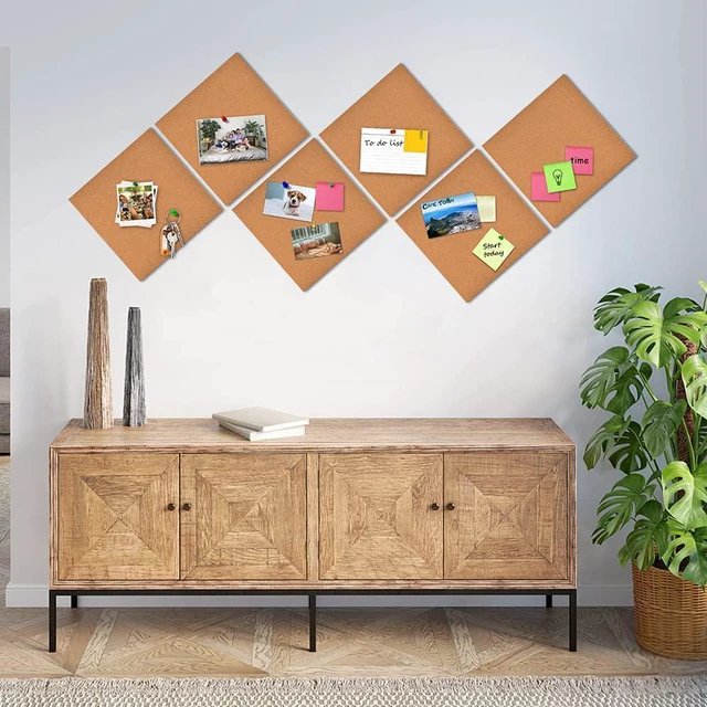 Alt view image 7 of 7 - YCCYYCCY 12"x12" (30.5 X 30.5cm) Self-Adhesive Cork Borad, 1/2" (12mm)Thick Cork Boards for Walls, 6 Pack Bulletin Board with 50 Push Pins, Cork Board Tiles for Office, Home, School(12mm,6P,CA)