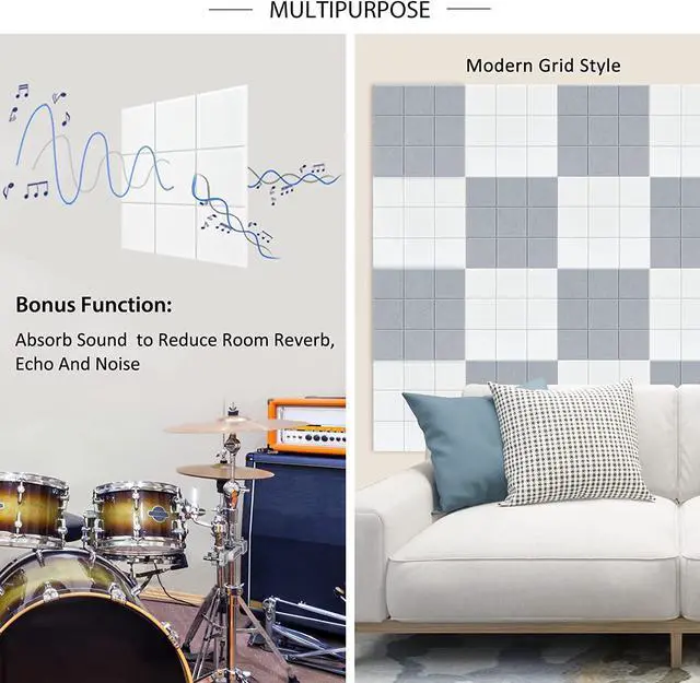 Alt view image 4 of 6 - BXI Felt Bulletin Board - 12 X 12 X 3/8 Inches 6 Pack Self-Adhesive Vision Board, Thick Sturdy Pin Board with Beveled Edge for Home Office Classroom Wall Decoration (Sudoku, White)