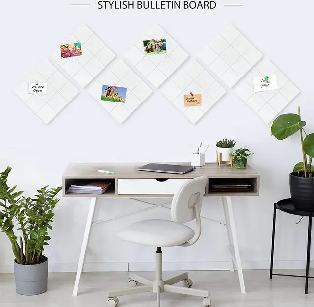 Alt view image 3 of 6 - BXI Felt Bulletin Board - 12 X 12 X 3/8 Inches 6 Pack Self-Adhesive Vision Board, Thick Sturdy Pin Board with Beveled Edge for Home Office Classroom Wall Decoration (Sudoku, White)