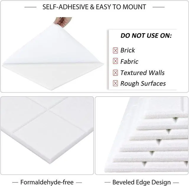 Alt view image 5 of 6 - BXI Felt Bulletin Board - 12 X 12 X 3/8 Inches 6 Pack Self-Adhesive Vision Board, Thick Sturdy Pin Board with Beveled Edge for Home Office Classroom Wall Decoration (Sudoku, White)