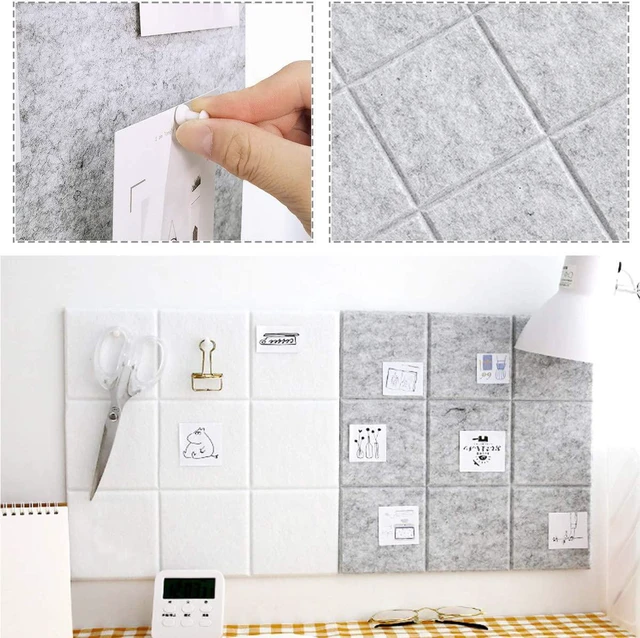 Alt view image 5 of 7 - Uoisaiko Large Felt Board Tiles for Wall with 30 Push Pins, 11.8"x11.8" Pack of 6 Pin Board Notice Boards for Home Office Kitchen, Bulletin Board Wall Tiles for Photos Memos