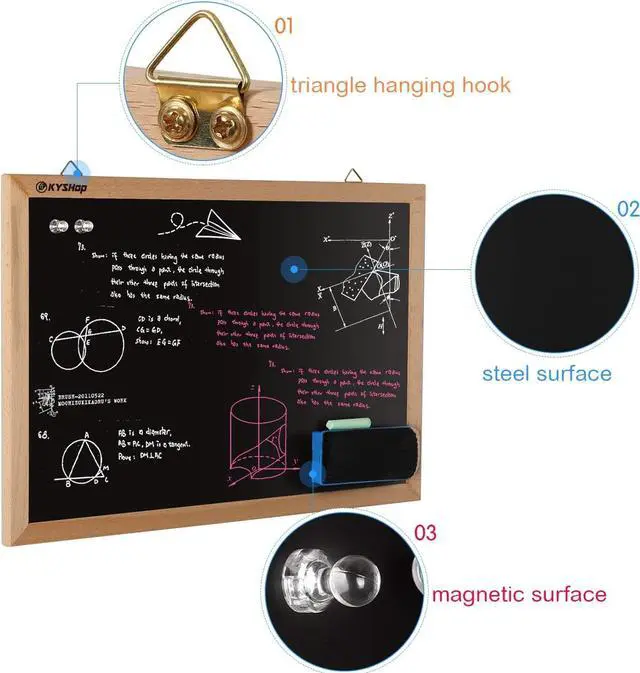 Alt view image 3 of 7 - Magnetic Chalk Board 24" X 18", Blackboard, Real Natural Wood Framed Wall Chalkboard Signs for Kitchen, Kids, Home Decor, School, Restaurant.