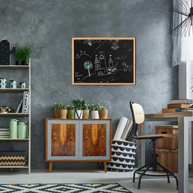 Alt view image 5 of 7 - Magnetic Chalk Board 24" X 18", Blackboard, Real Natural Wood Framed Wall Chalkboard Signs for Kitchen, Kids, Home Decor, School, Restaurant.