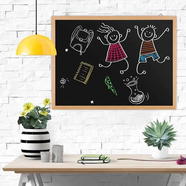 Alt view image 7 of 7 - Magnetic Chalk Board 24" X 18", Blackboard, Real Natural Wood Framed Wall Chalkboard Signs for Kitchen, Kids, Home Decor, School, Restaurant.