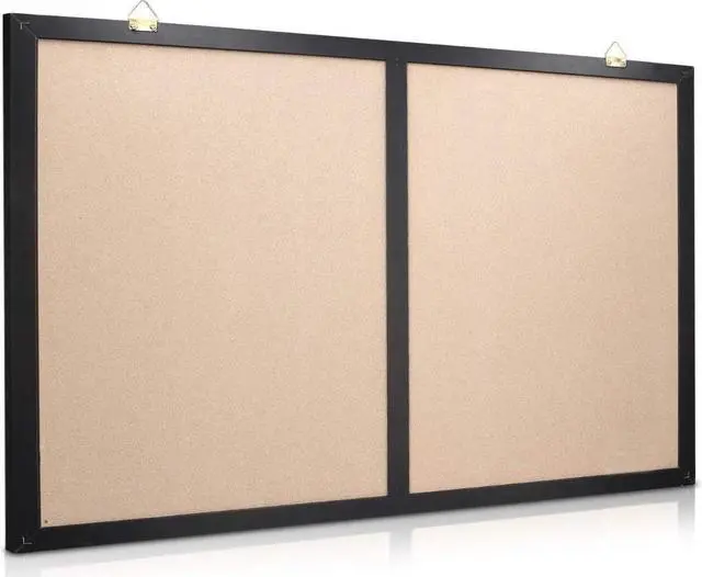 Alt view image 4 of 7 - Navaris Combination Chalk and Cork Board - 20 x 28 in Magnetic Chalkboard Combo Framed Bulletin Board for Wall - Includes Chalk, Push Pins, Magnets