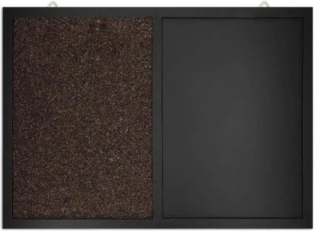 Alt view image 5 of 7 - Navaris Combination Chalk and Cork Board - 20 x 28 in Magnetic Chalkboard Combo Framed Bulletin Board for Wall - Includes Chalk, Push Pins, Magnets