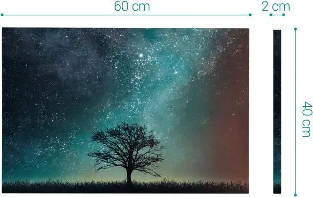 Alt view image 6 of 7 - Navaris Magnetic Dry Erase Board - 16 x 24 inches Decorative White Board for Wall with Design, Includes 5 Magnets and Marker - Starry Sky and Tree