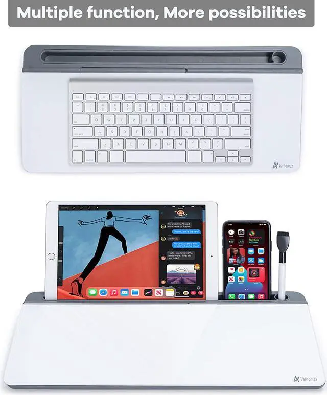 Alt view image 5 of 7 - Dry Erase Desk Glass Whiteboard Gray, Varhomax Desktop Computer Pad with Organizer, to-do List Memo Notepad for Desk Computer Keyboard Stand with Storage Caddy for Home Office and School Supplies