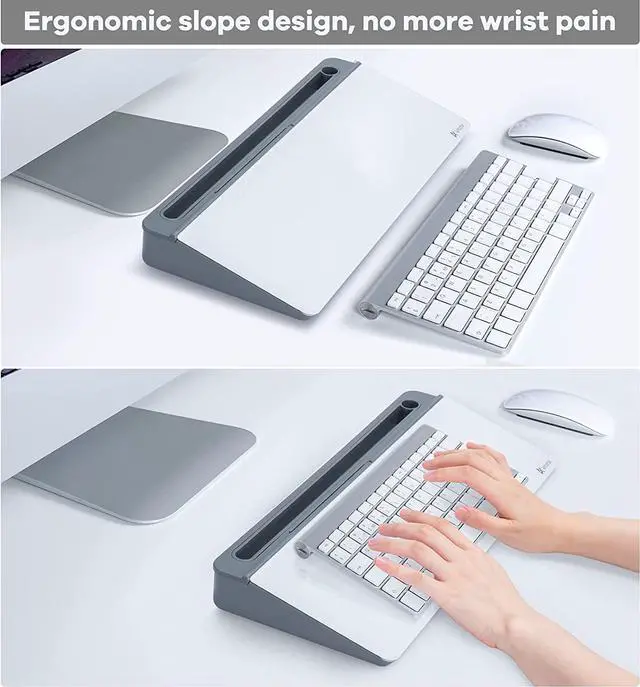 Alt view image 6 of 7 - Dry Erase Desk Glass Whiteboard Gray, Varhomax Desktop Computer Pad with Organizer, to-do List Memo Notepad for Desk Computer Keyboard Stand with Storage Caddy for Home Office and School Supplies